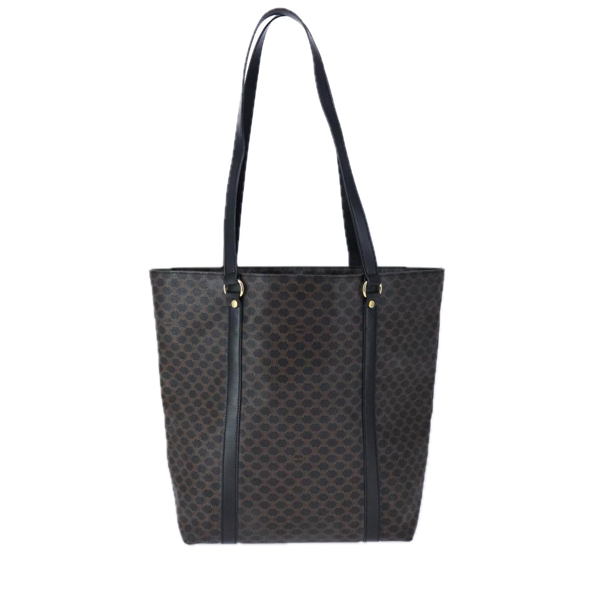 CELINE マカダムキャンバス トートバッグ PVCレザー ブラック ゴールド