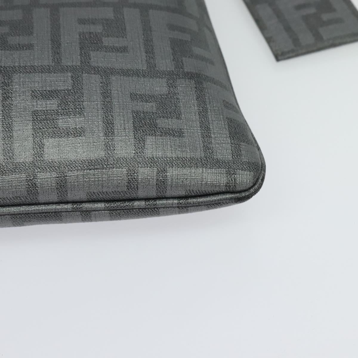 FENDI Zucca Canvas Shoulder Bag PVC Gray Silver Auth 123589V