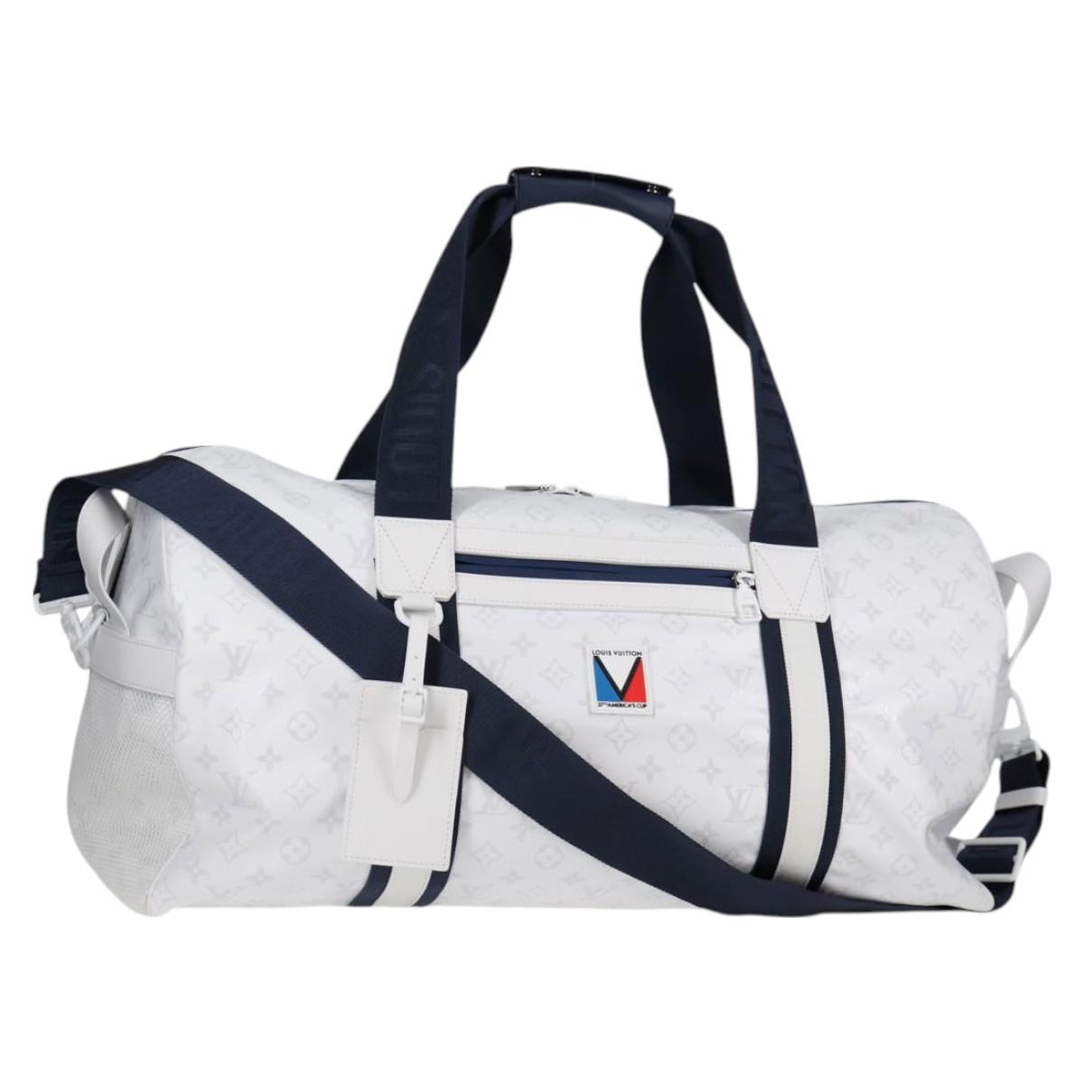 LOUIS VUITTON Monogram Storm Keepall Sports Boston Bag White