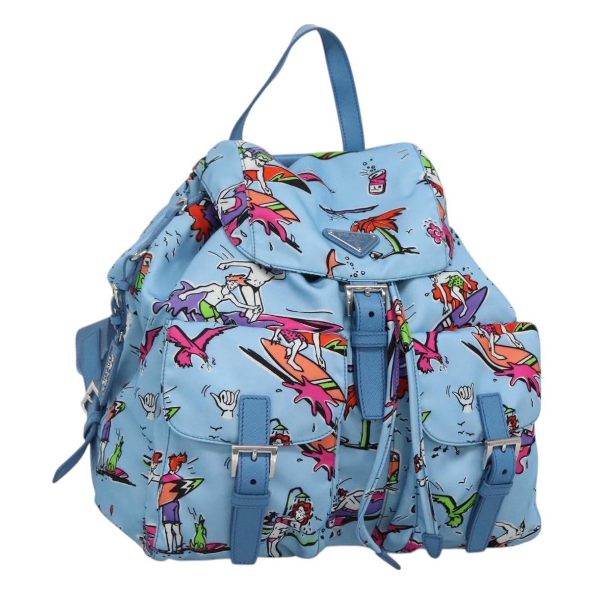 PRADA バックパック ナイロン ライトブルー シルバー 正規品 127568V