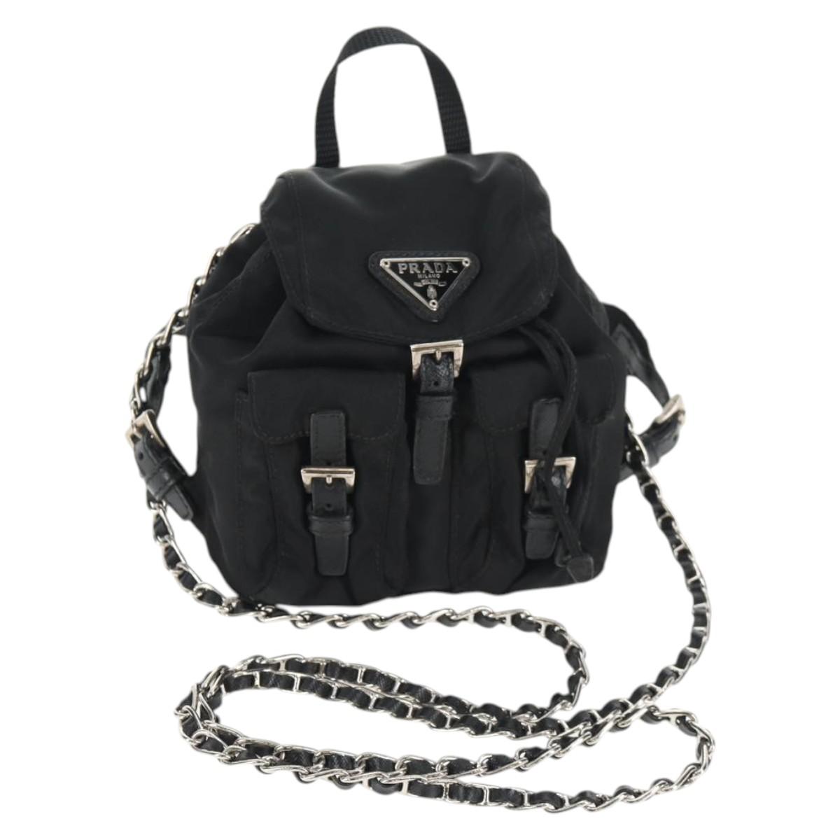 PRADA チェーンショルダーバッグ ナイロン ブラック シルバー 正規品