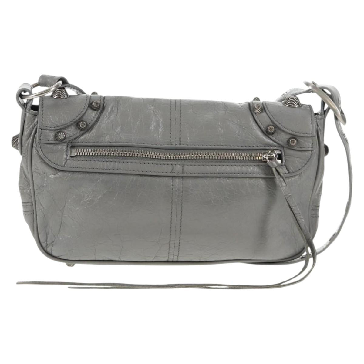 BALENCIAGA Flap Bag XS Shoulder Bag Leather 2way Gray Silver