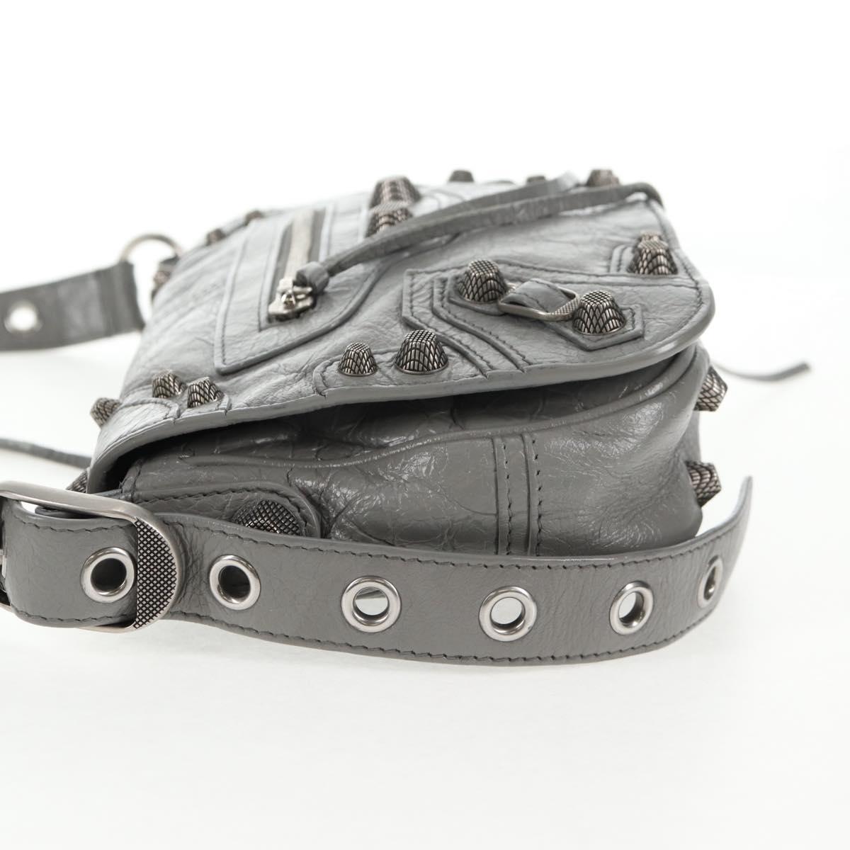 BALENCIAGA PARIS ブローグレザー 2WAYバッグ グレー BALENCIAGA Flap Bag XS Shoulder Bag Leather 2way Gray Silver