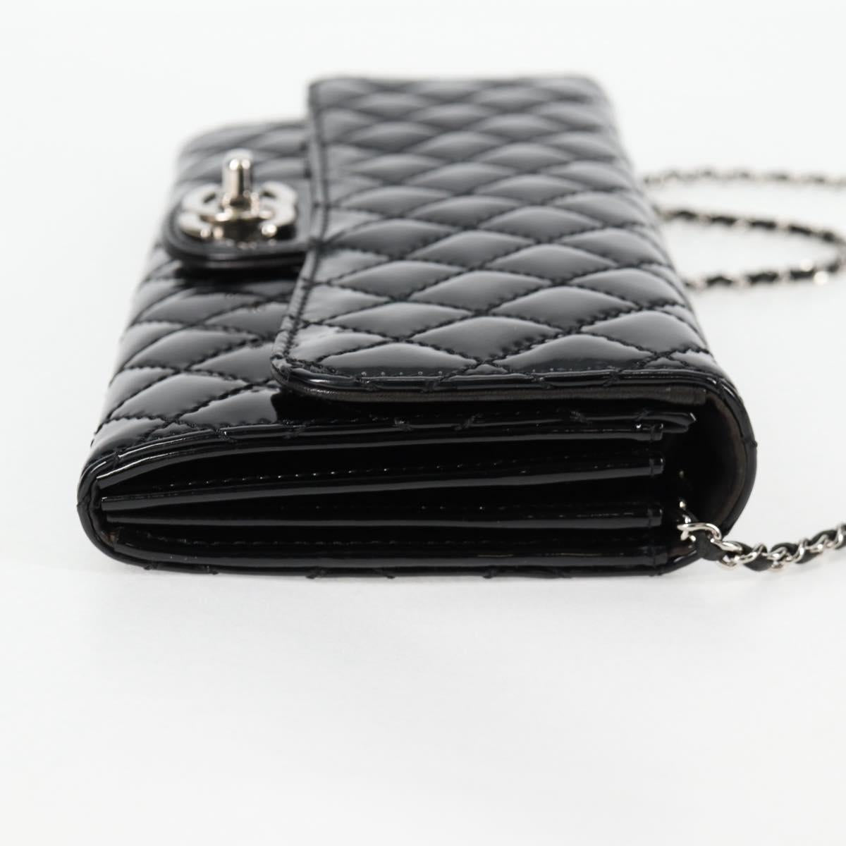 CHANEL マトラッセ チェーンウォレット パテントレザー ブラック