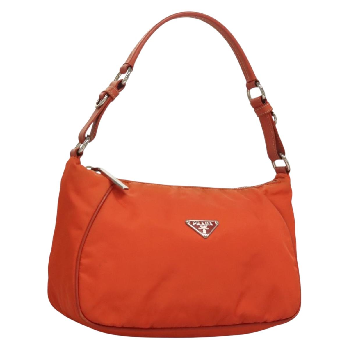 PRADA ショルダーバッグ ナイロン オレンジ シルバー 正規品 132897V