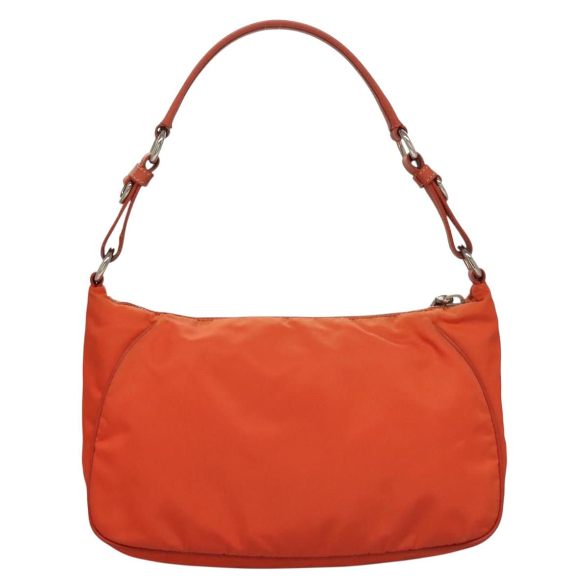 PRADA ショルダーバッグ ナイロン オレンジ シルバー 正規品 132897V