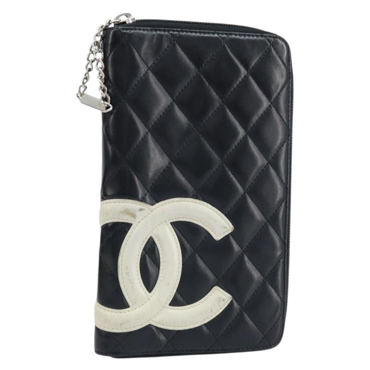 CHANEL カンボンライン 長財布 ココマーク ブラック ギャランティあり CHANEL カンボンライン オーガナイザー 長財布 レザー 黒 シルバー