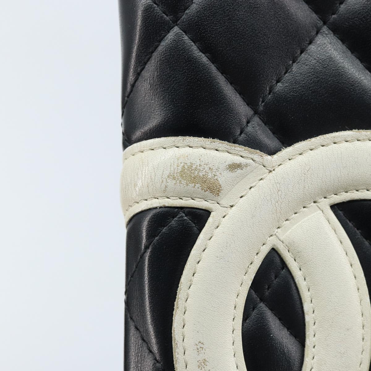 CHANEL カンボンライン オーガナイザー 長財布 レザー 黒 シルバー