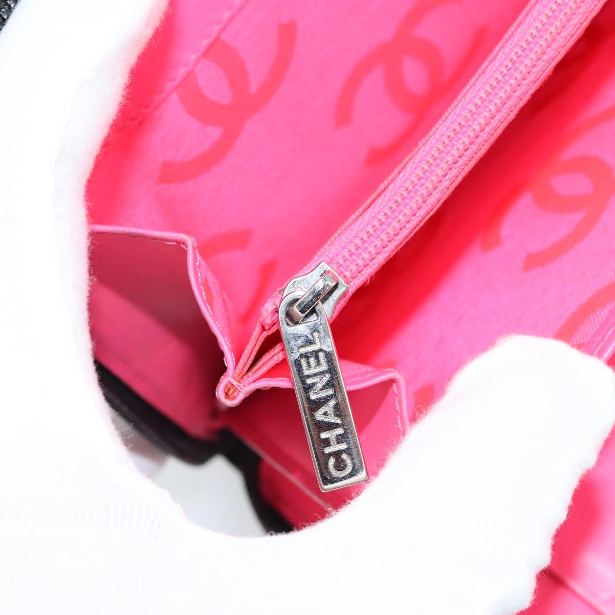 CHANEL カンボンライン オーガナイザー 長財布 レザー 黒 シルバー