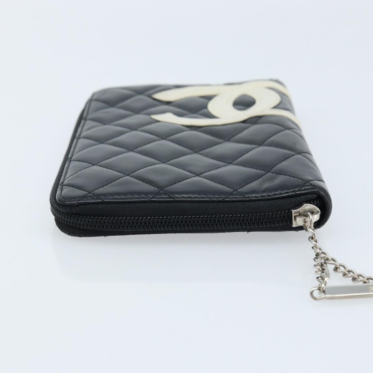 CHANEL カンボンライン オーガナイザー 長財布 CHANEL カンボンライン オーガナイザー 長財布 レザー 黒 シルバー