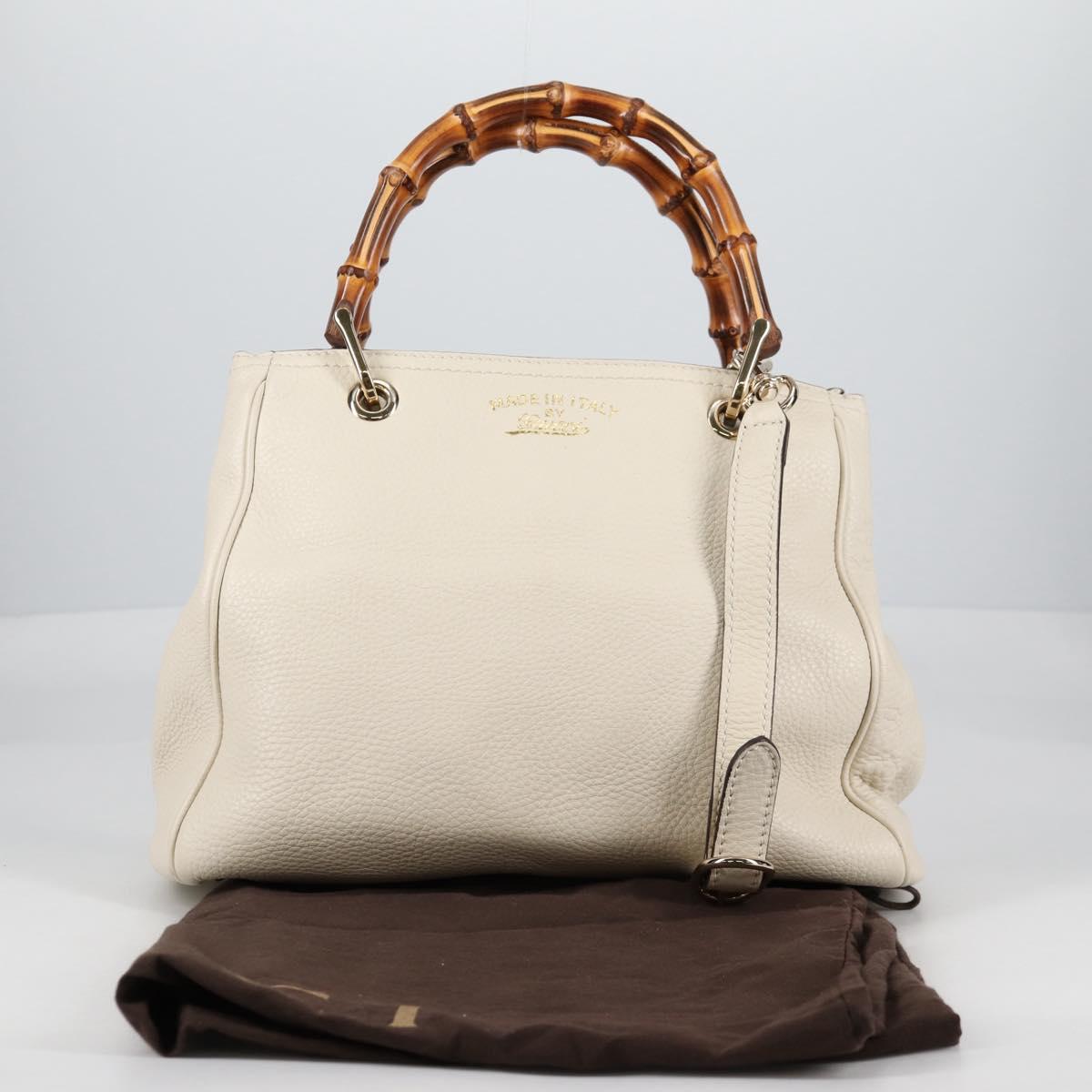 GUCCI バンブーハンドバッグ レザー 2way ホワイトゴールド 336032