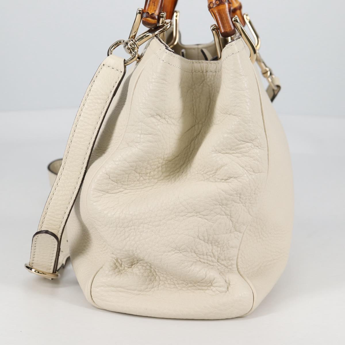 GUCCI バンブーハンドバッグ レザー 2way ホワイトゴールド 336032