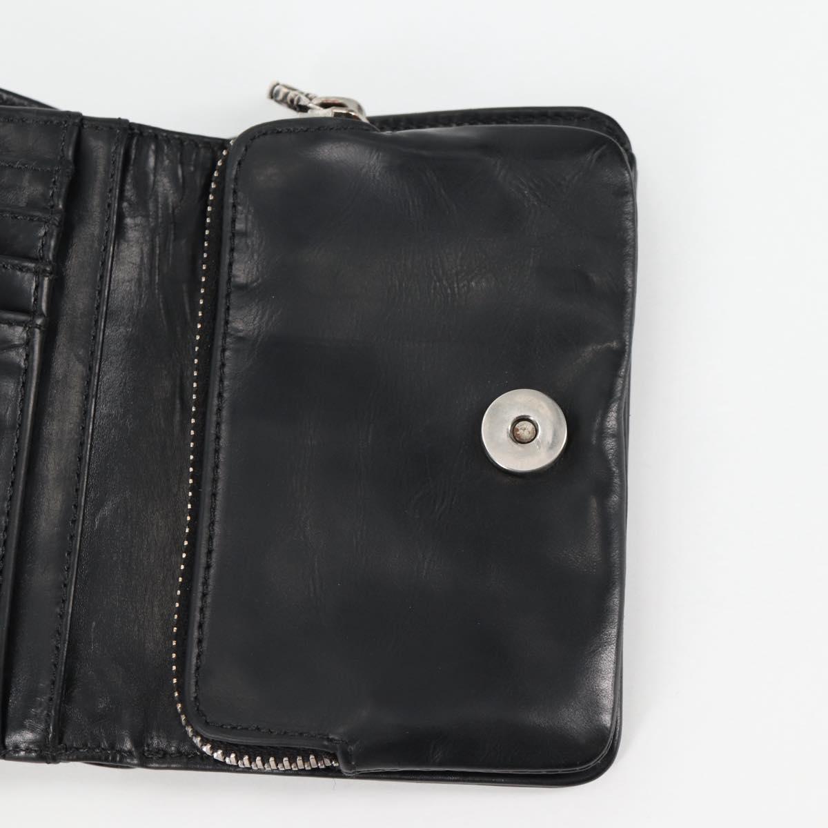 Chrome Hearts Joey Compact Wallet Leather Black Auth 136314M