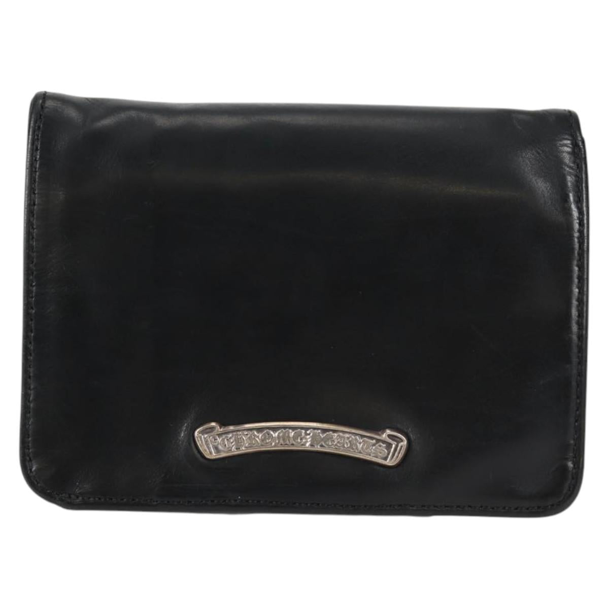 Chrome Hearts Joey Compact Wallet Leather Black Auth 136314M