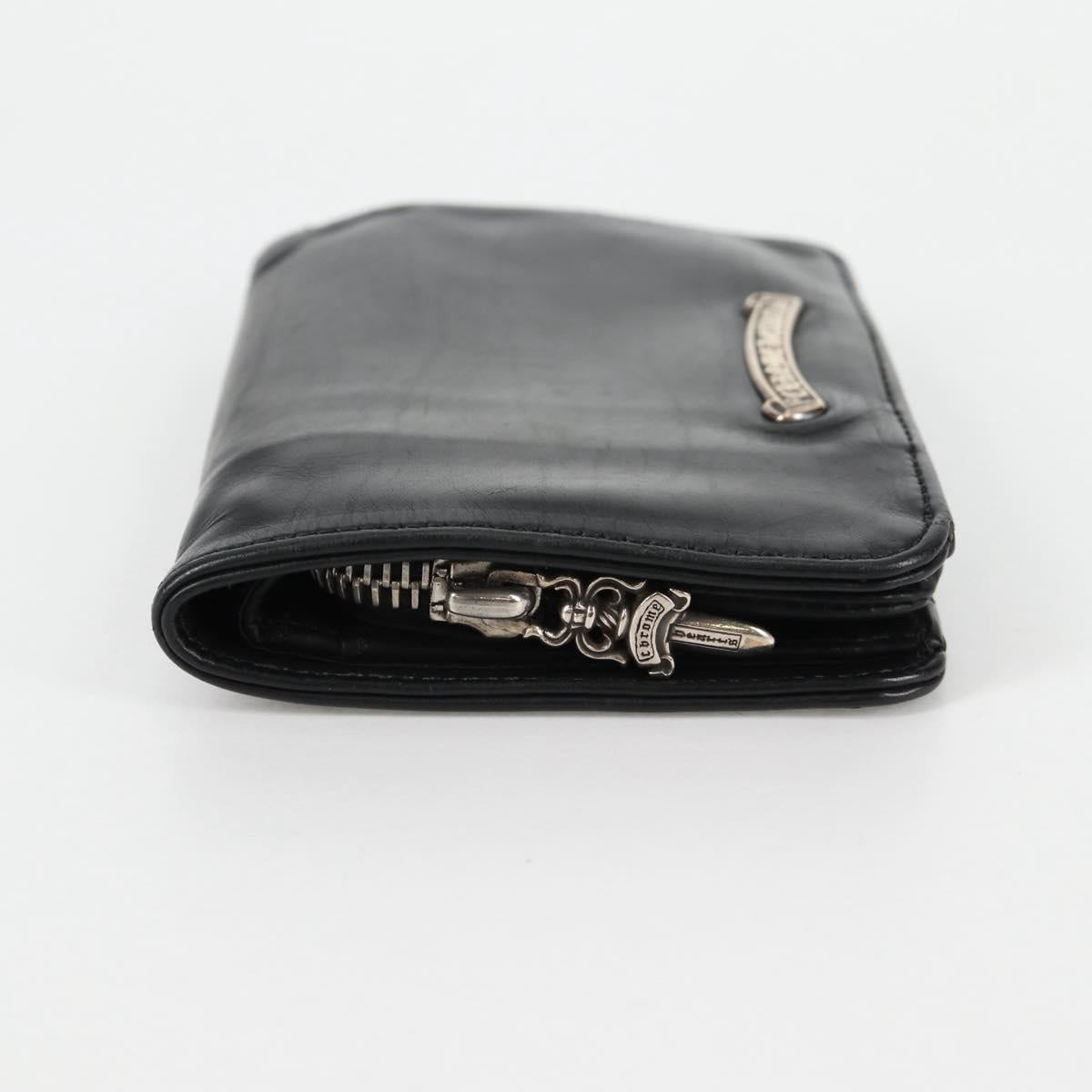 Chrome Hearts Joey Compact Wallet Leather Black Auth 136314M