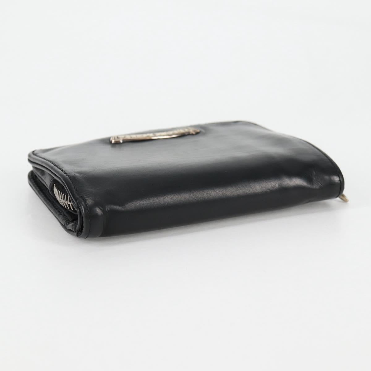 Chrome Hearts Joey Compact Wallet Leather Black Auth 136314M