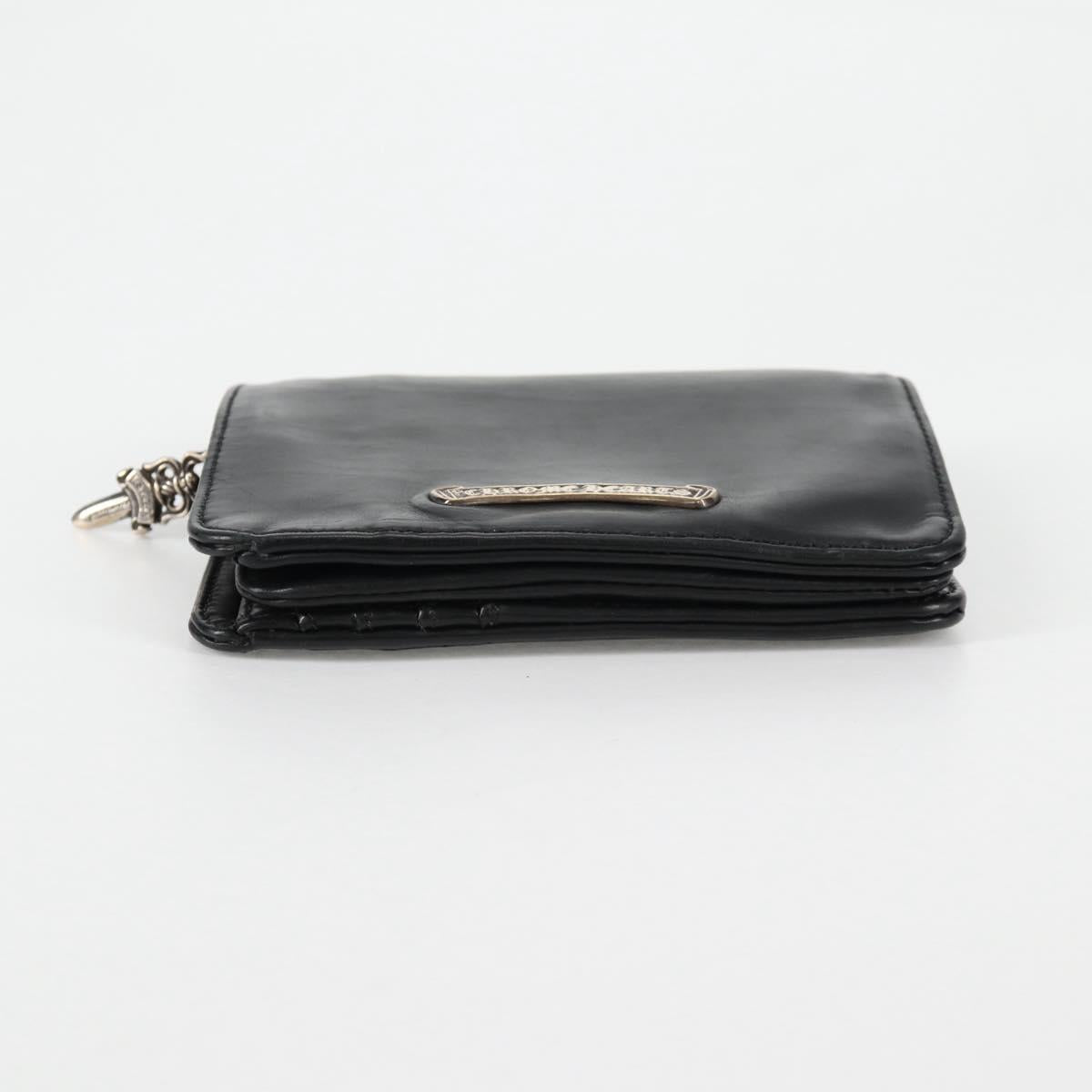 Chrome Hearts Joey Compact Wallet Leather Black Auth 136314M