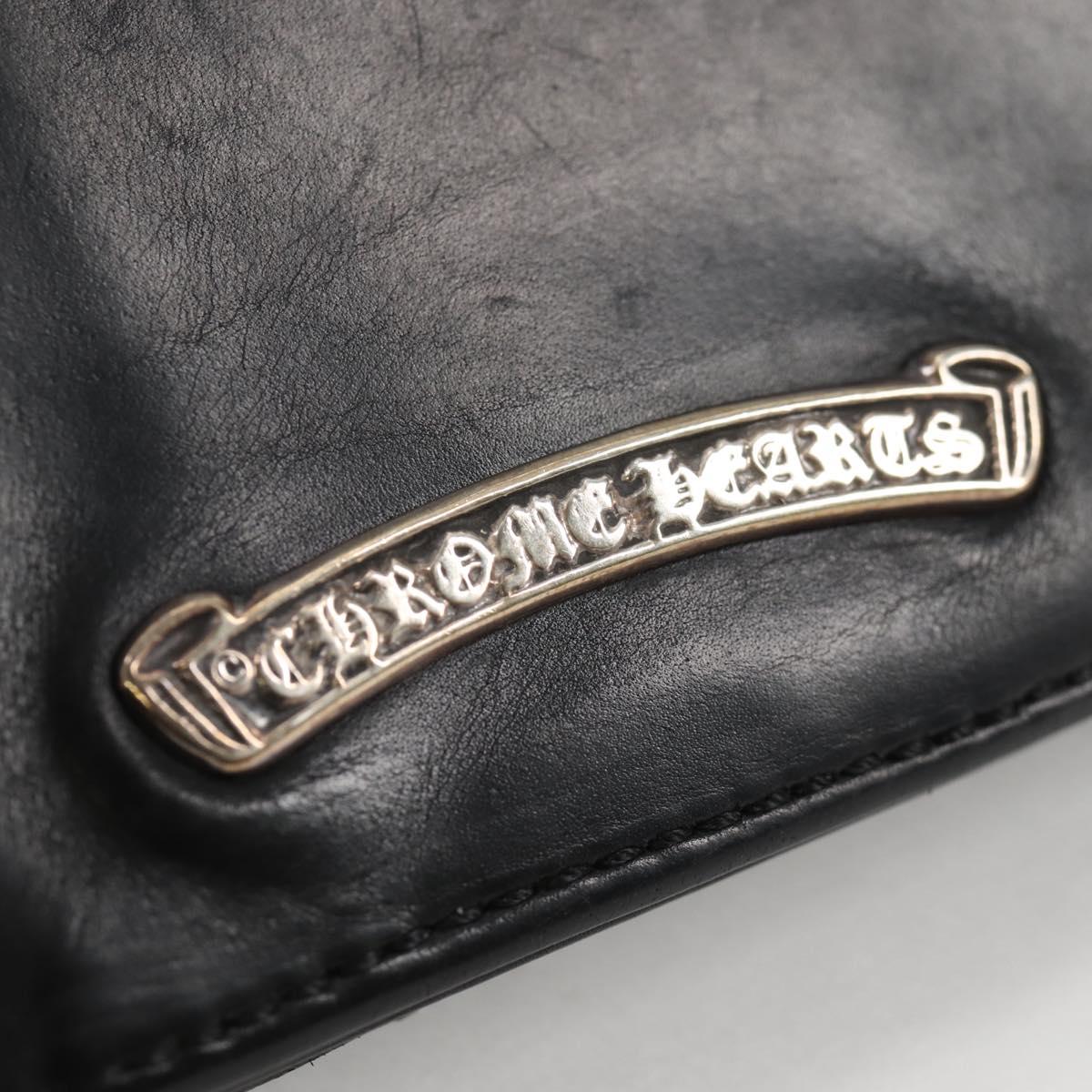 Chrome Hearts Joey Compact Wallet Leather Black Auth 136314M