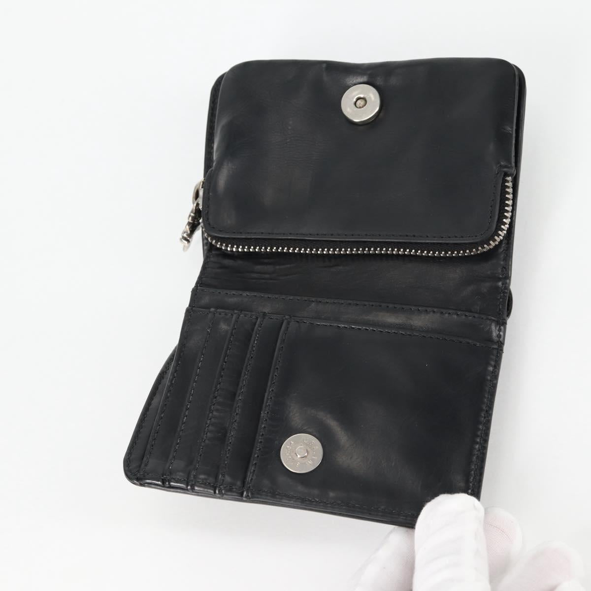 Chrome Hearts Joey Compact Wallet Leather Black Auth 136314M