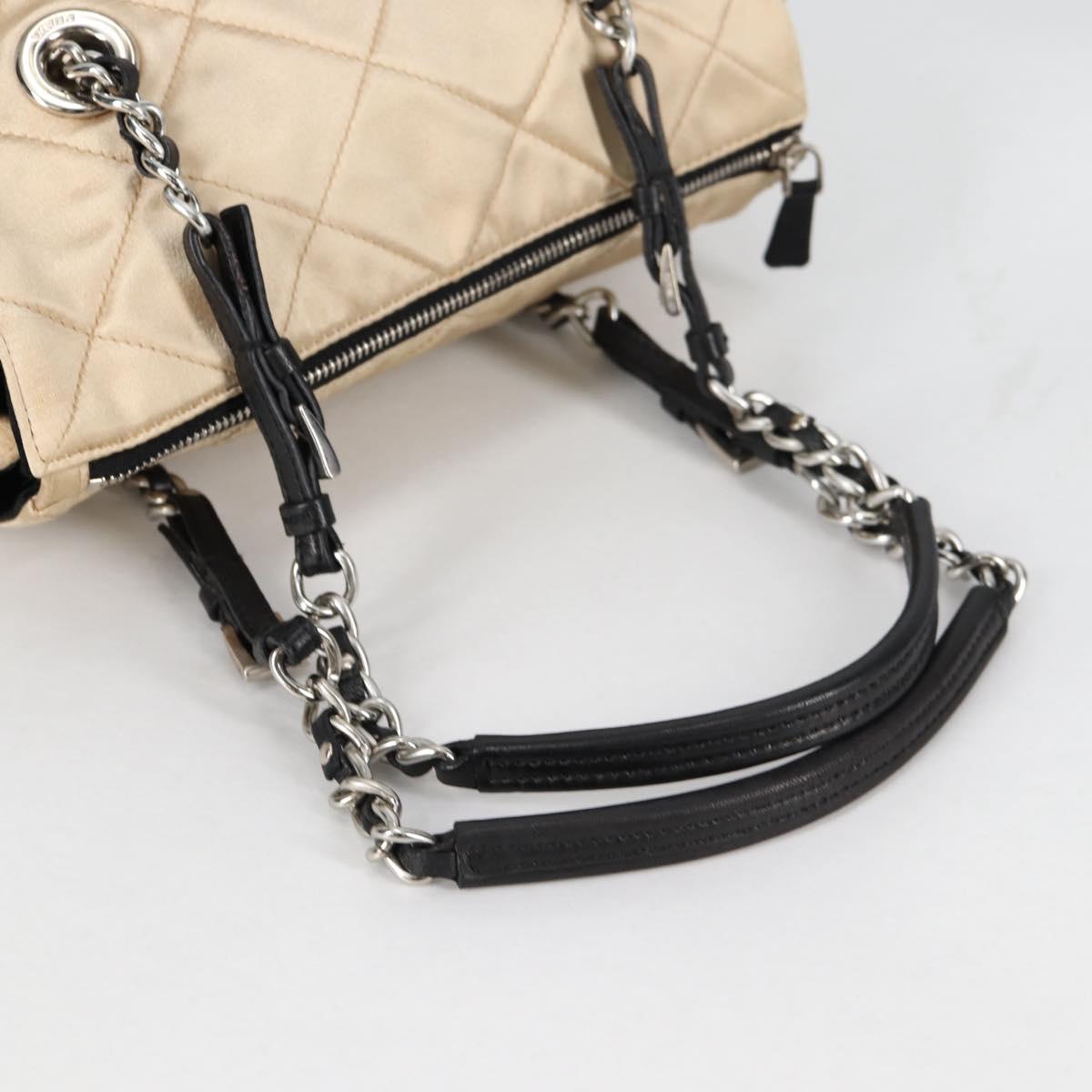 PRADA チェーンショルダーバッグ サテンベージュ シルバー 正規品