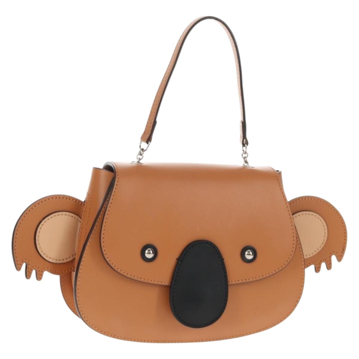 GUCCI カバン GUCCI Children's Koala Hand Bag Leather Brown Silver 605824 Auth