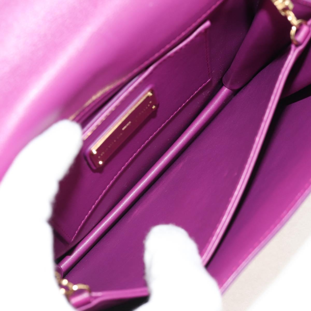 Salvatore Ferragamo Chain Shoulder Bag Leather Purple Gold Auth