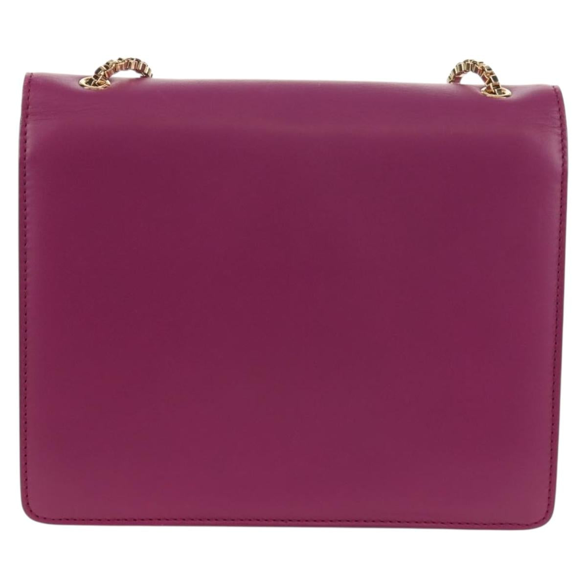 Salvatore Ferragamo Chain Shoulder Bag Leather Purple Gold Auth