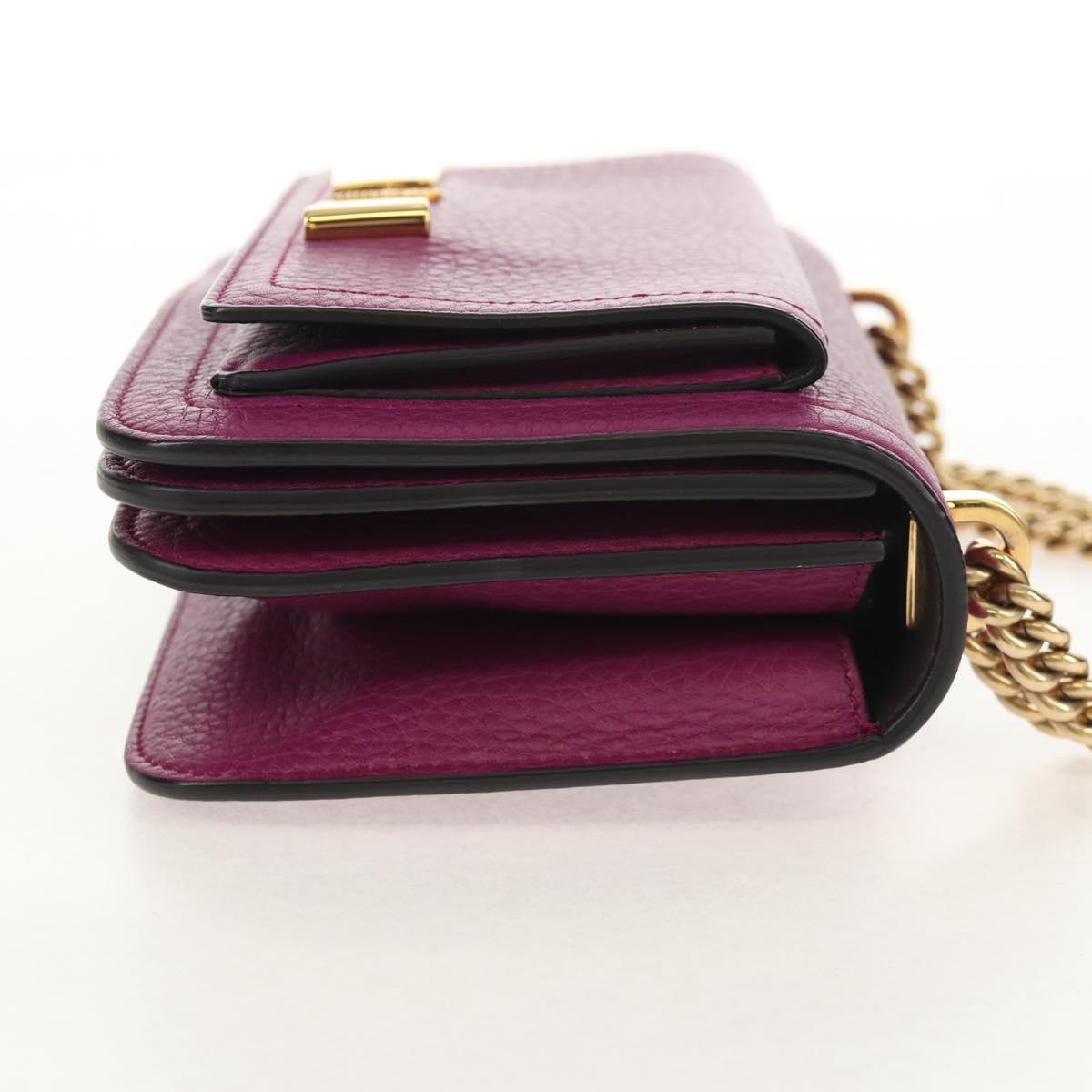 Salvatore Ferragamo Chain Gancini Shoulder Bag Leather Purple Gold