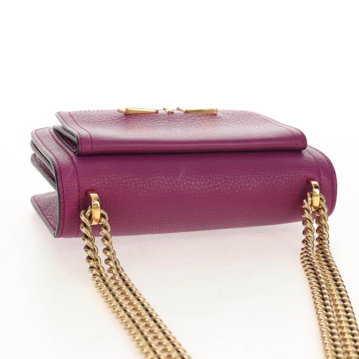 Salvatore Ferragamo Chain Gancini Shoulder Bag Leather Purple Gold