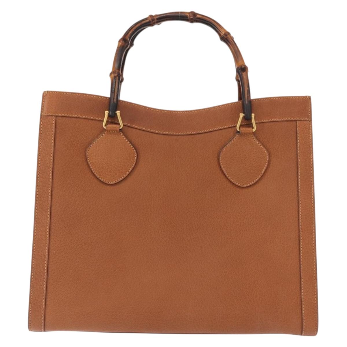 GUCCI バンブーハンドバッグ レザー ブラウン ゴールド 002 1186 0260