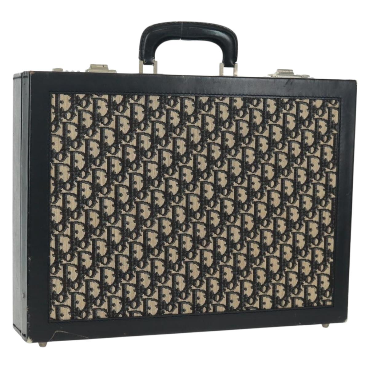 Christian Dior torotter ケース　トロッター Christian Dior Attache Case Trotter Canvas Trunk Navy Silver Auth