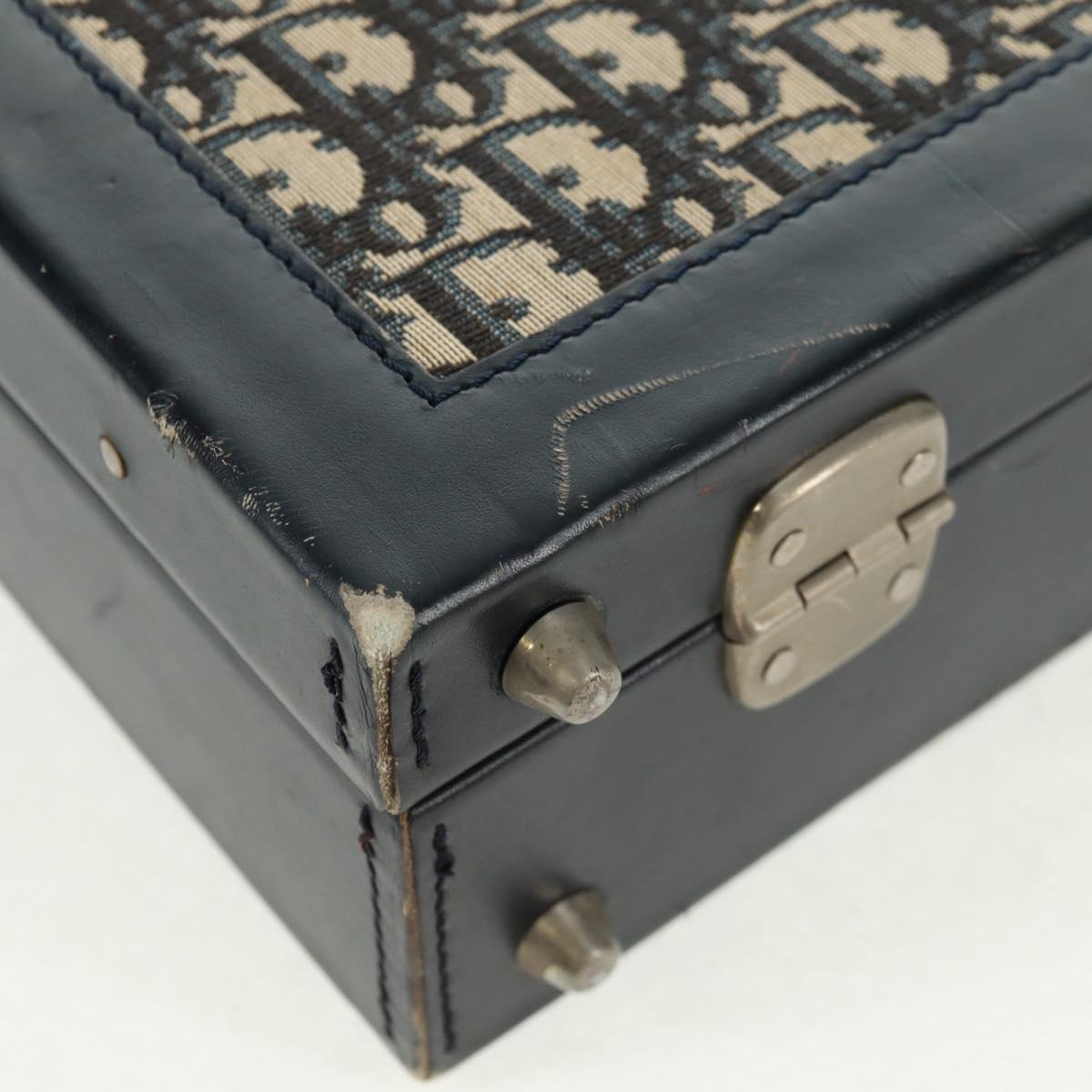 Christian Dior トロッター ケース Christian Dior Attache Case Trotter Canvas Trunk Navy Silver Auth