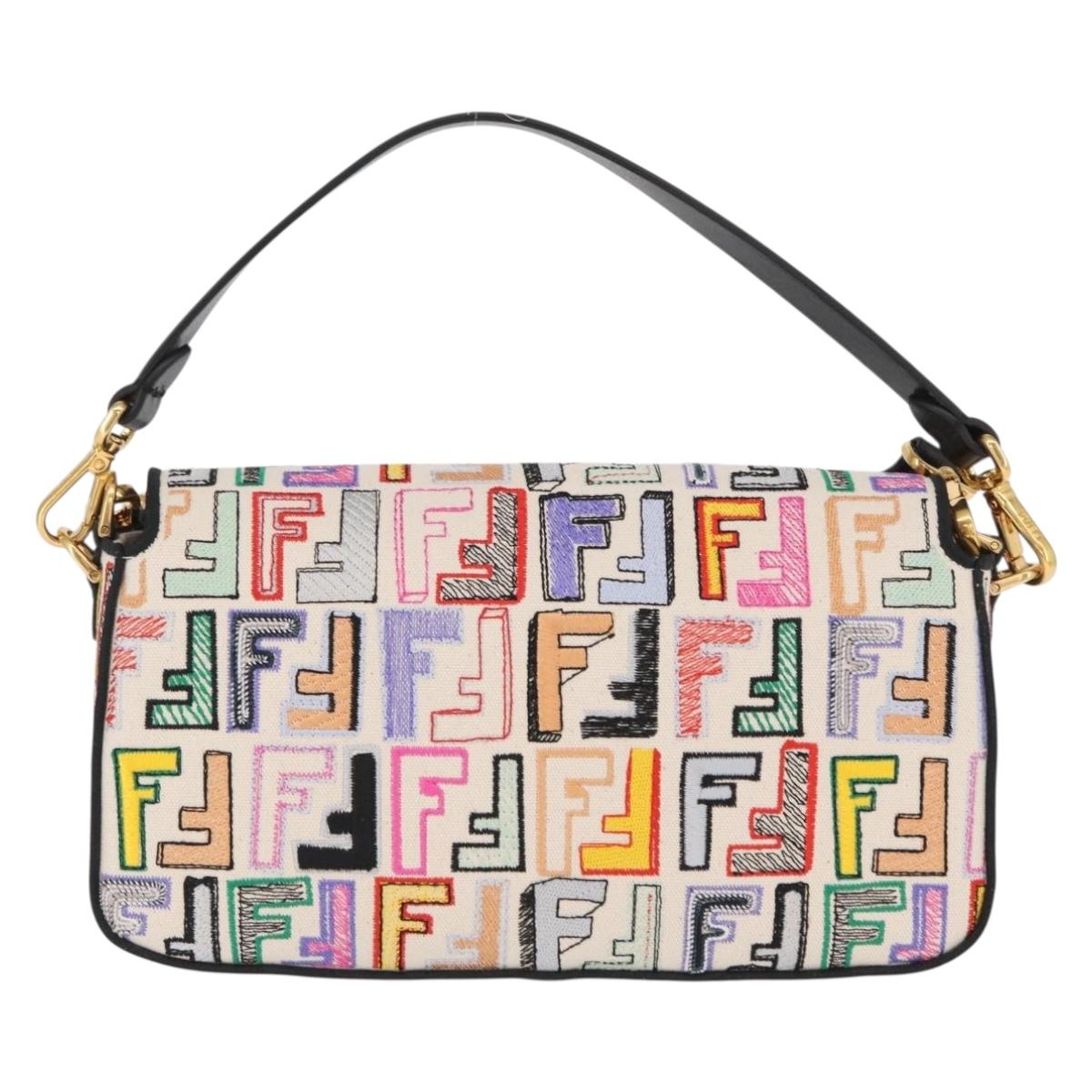 FENDI Zucca Canvas Mamma Baguette Shoulder Bag Multicolor Gold