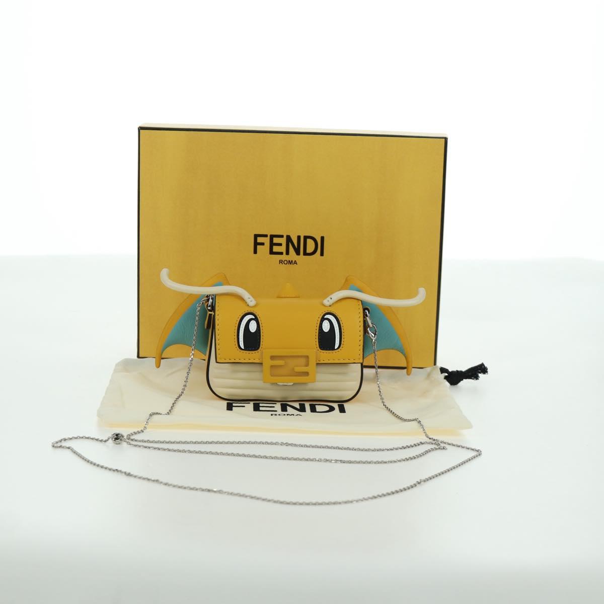 FENDI x FRGMT x POKÉMON Nano Bucket Dragon Bag Leather Yellow Auth