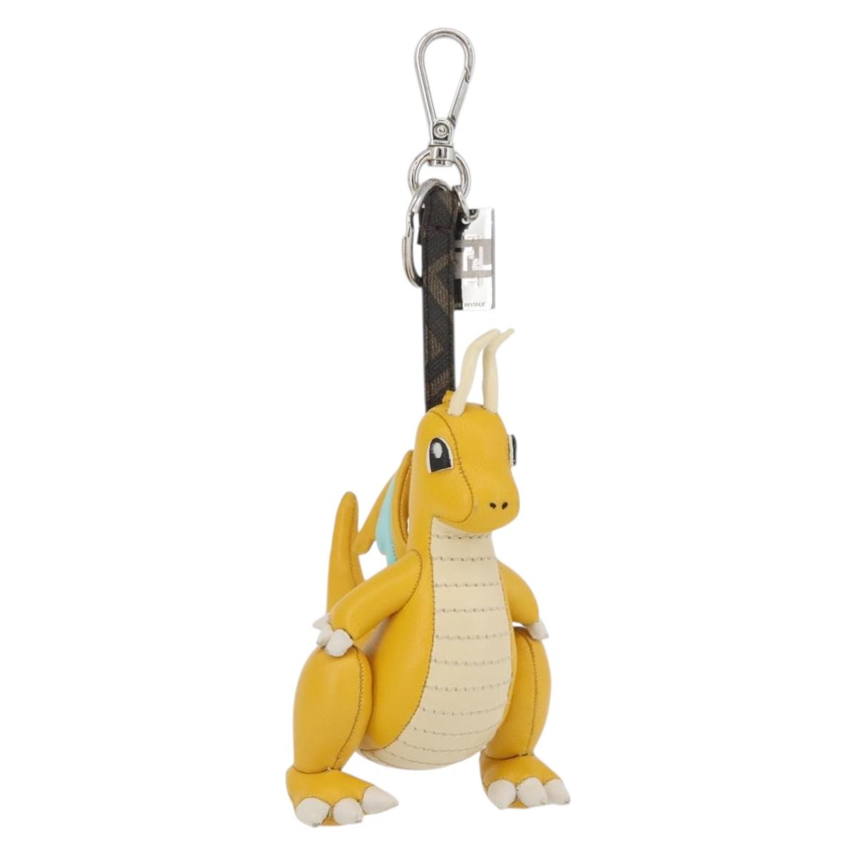 FENDI×FRGMT×POKEMON カイリューバックチャーム　キーホルダー FENDI FENDI x FRGMT x POKÉMON Pokémon Charm Leather Yellow Auth