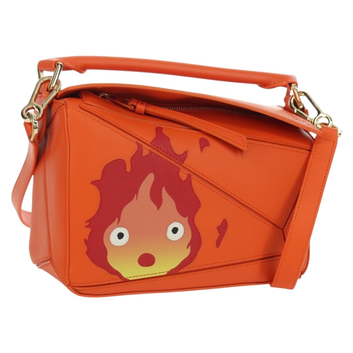 ロエベ × ジブリ ハウルの動く城 パズルバッグ カルシファー オレンジ