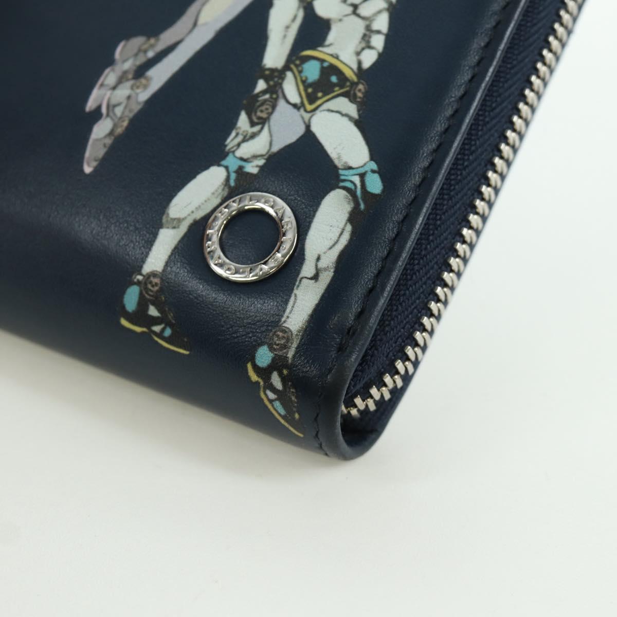 BVLGARI x JoJo's Bizarre Adventure Keeler Queen Wallet Navy Auth