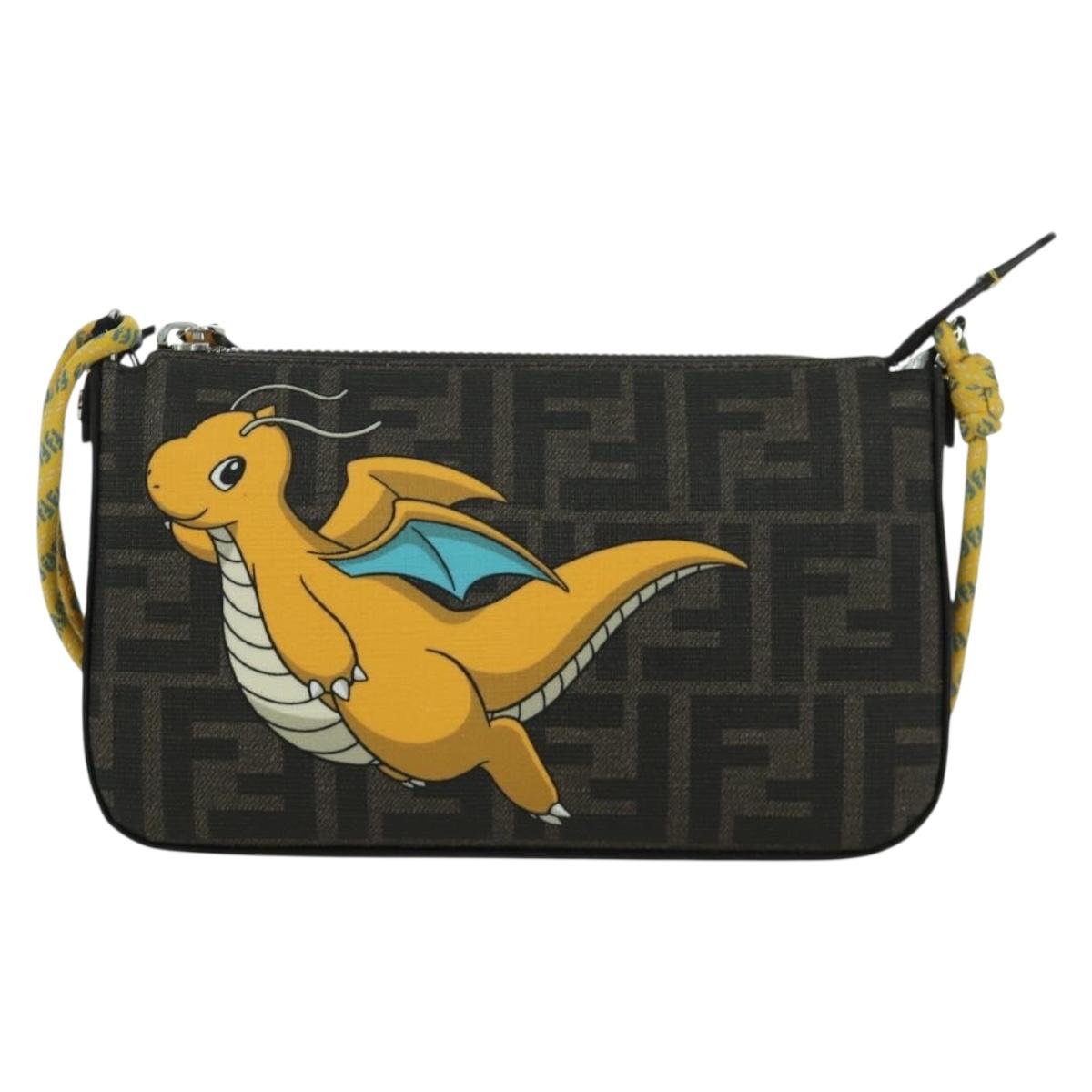 FENDI x FRGMT x POKEMON Zucca Canvas Dragonfly Bag Black Brown
