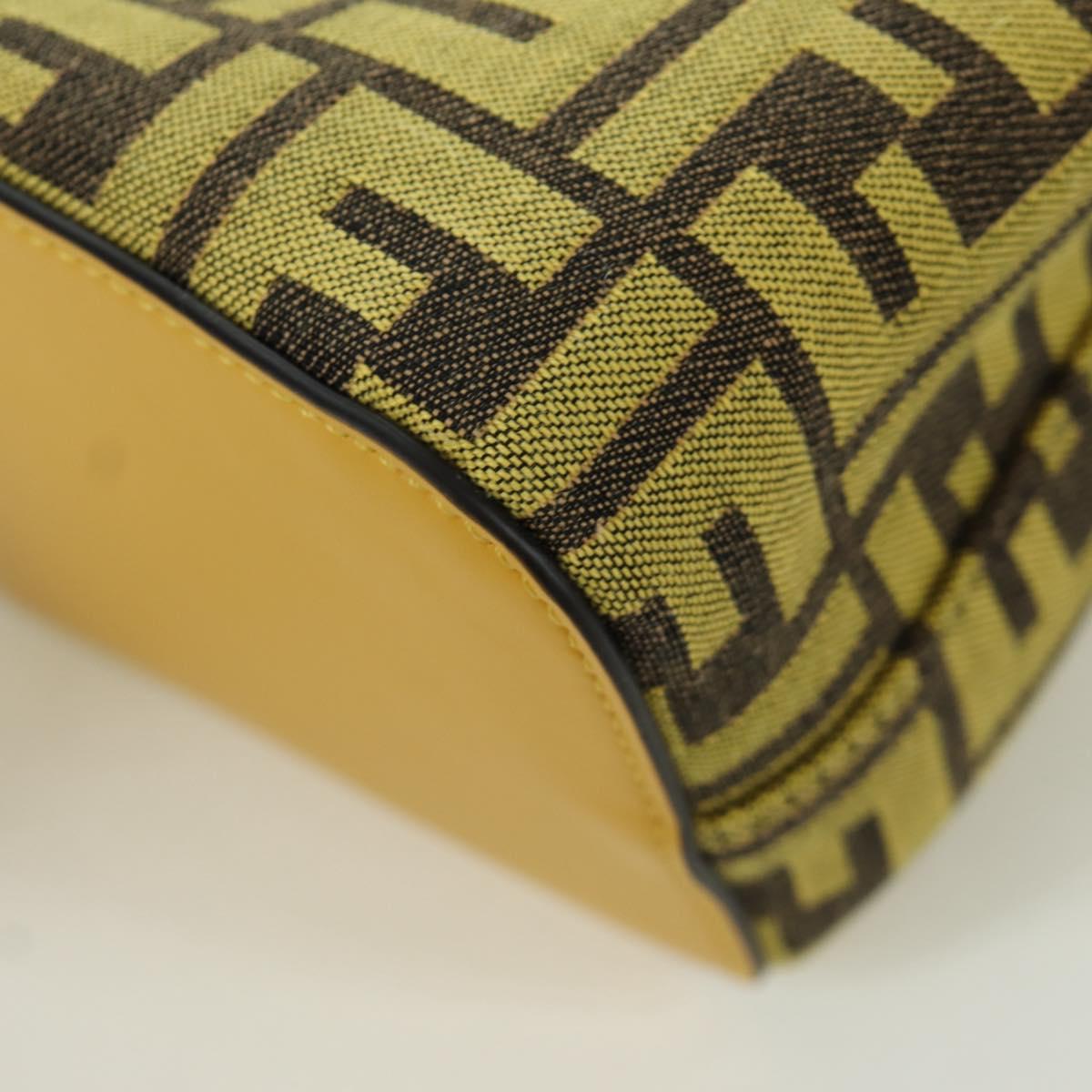 FENDI フェンディ FRGMT ロゴ入りショルダーバッグ ブラウン イエロー FENDI x FRGMT x POKÉMON Zucca Canvas Shoulder Bag 2way Yellow Auth