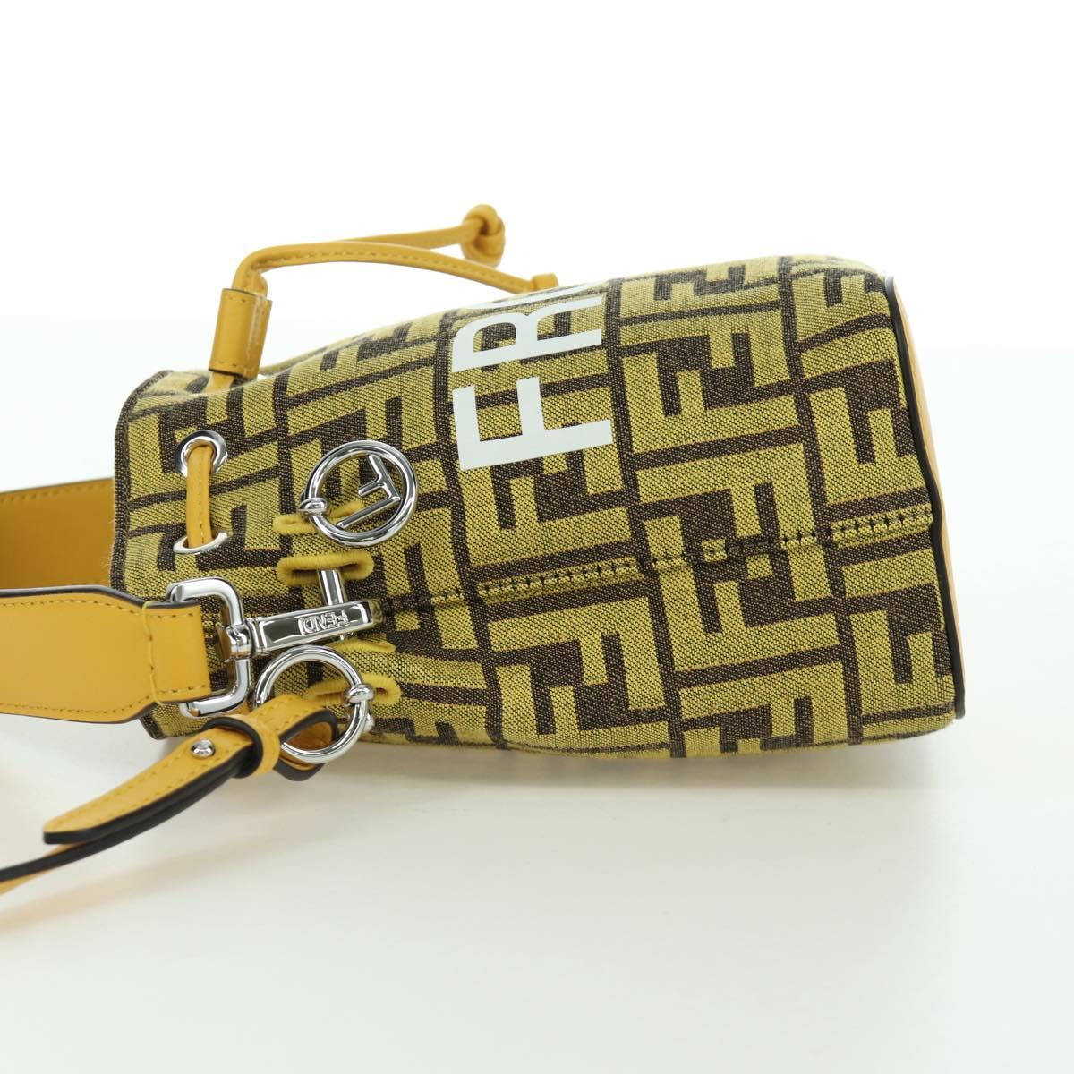 FENDI フェンディ FRGMT ロゴ入りショルダーバッグ ブラウン イエロー FENDI x FRGMT x POKÉMON Zucca Canvas Shoulder Bag 2way Yellow Auth