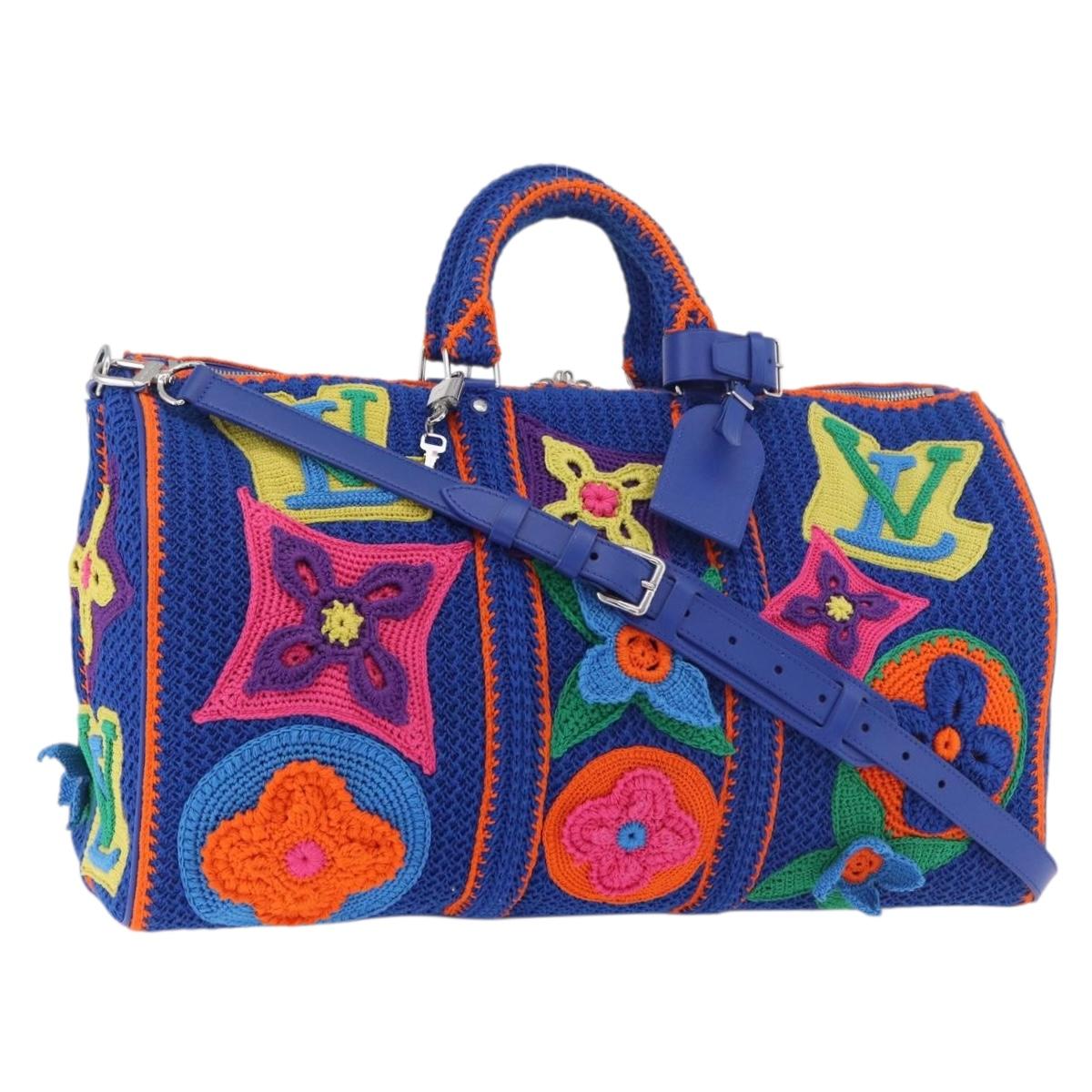 LOUIS VUITTON Monogram Flower Keepall Bandouliere 50 Blue M21895