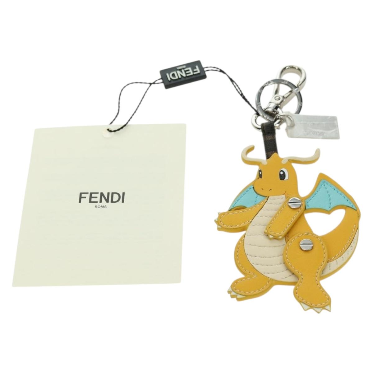 FENDI x FRGMT x POKÉMON Dragonite Bag Charm Leather Orange Silver