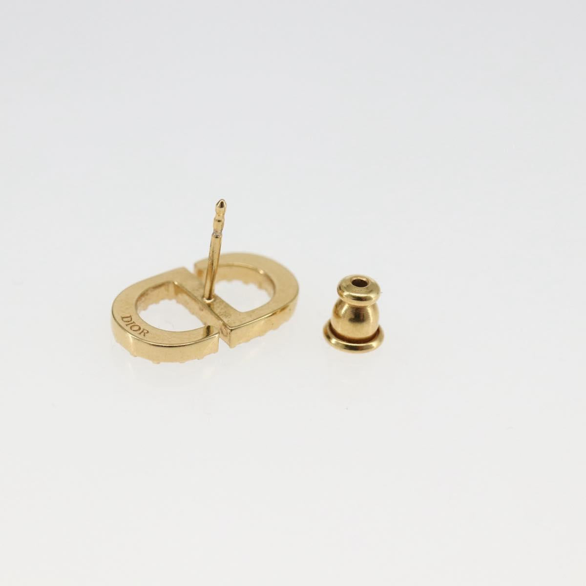 Dior アーム型ピアス Christian Dior Rhinestone Pierce Earring metal Gold Tone Auth