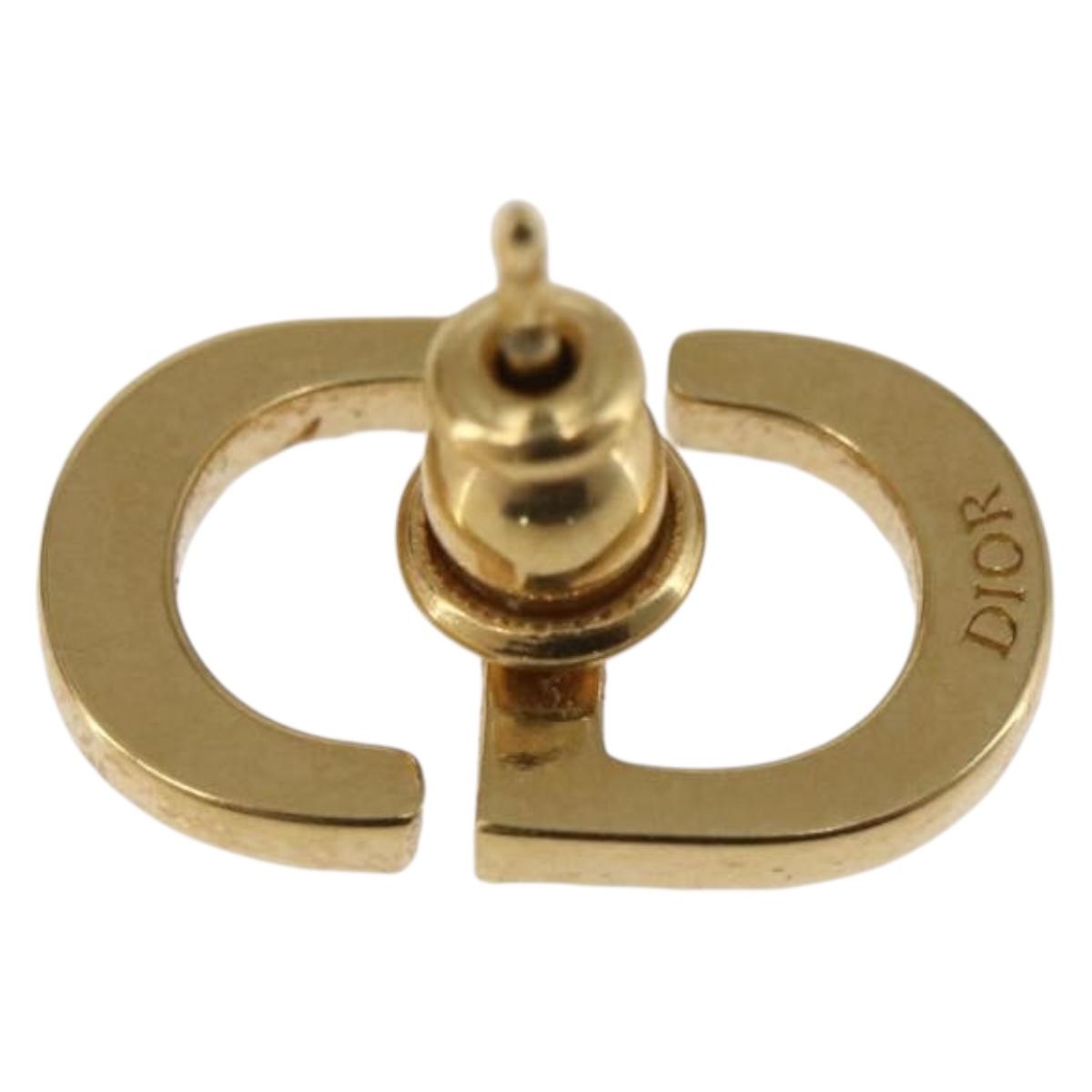 Christian Dior Rhinestone Pierce Earring metal Gold Tone Auth