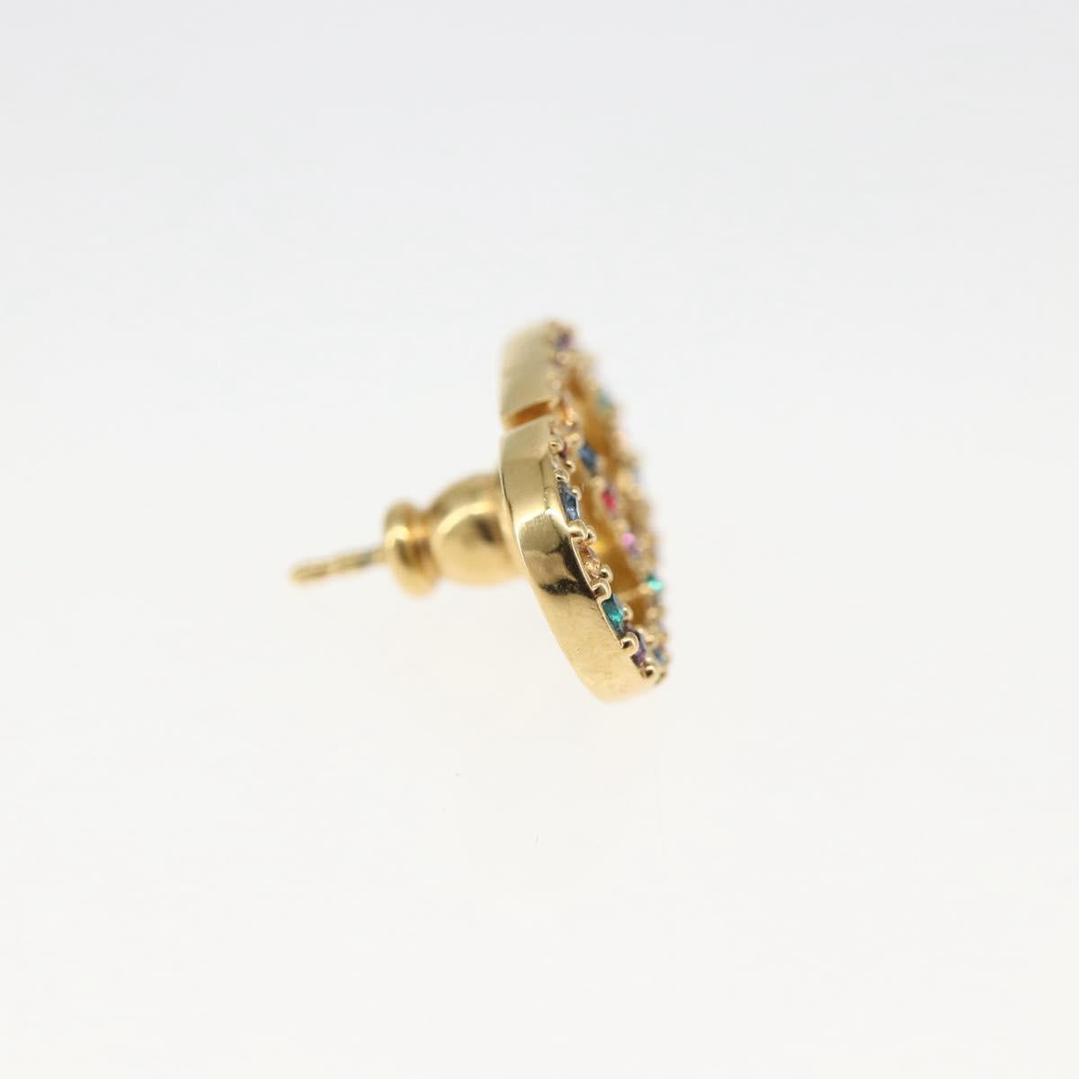 Dior アーム型ピアス Christian Dior Rhinestone Pierce Earring metal Gold Tone Auth