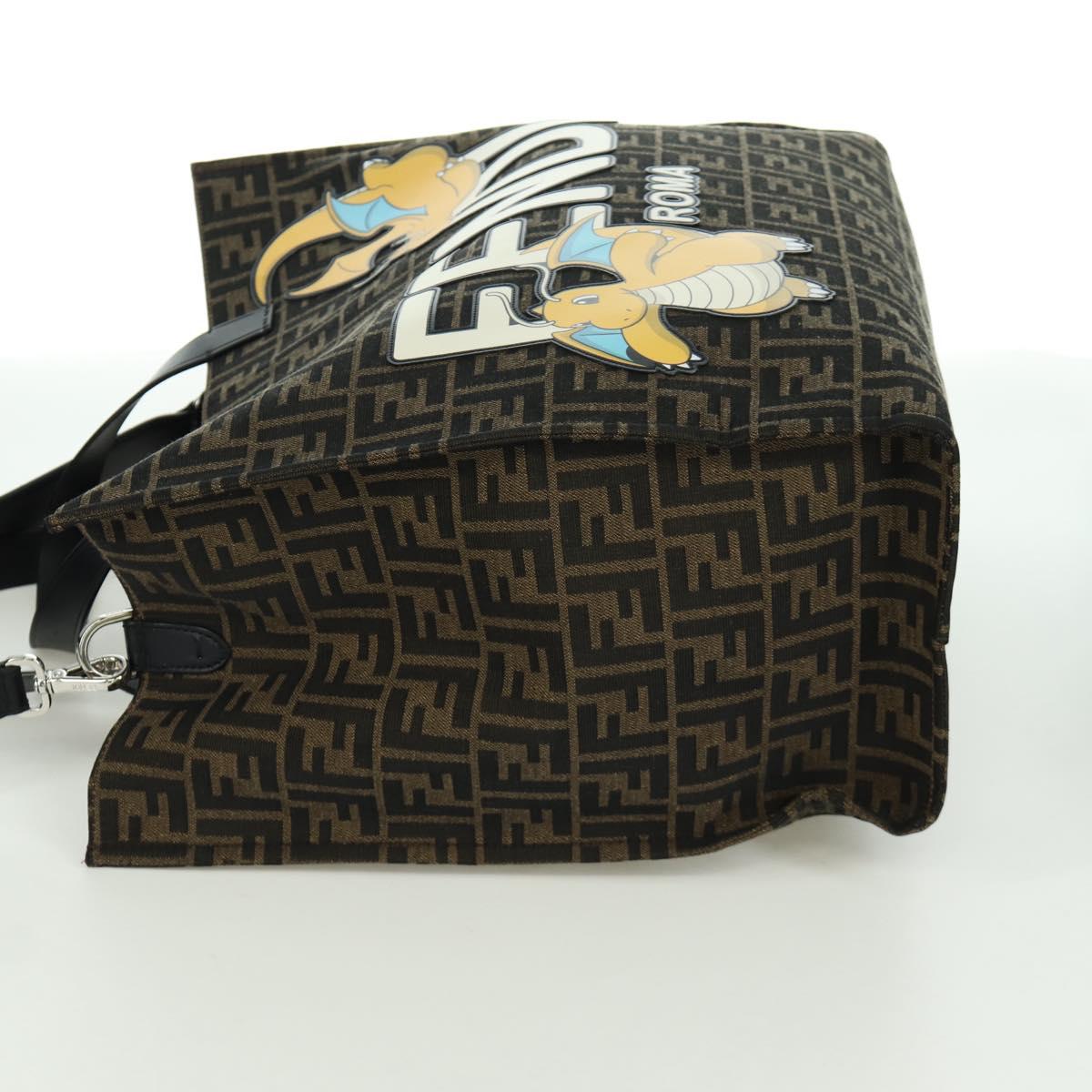 FENDI Zucca Canvas Fragment x Pokemon Hand Bag 2way Brown Black