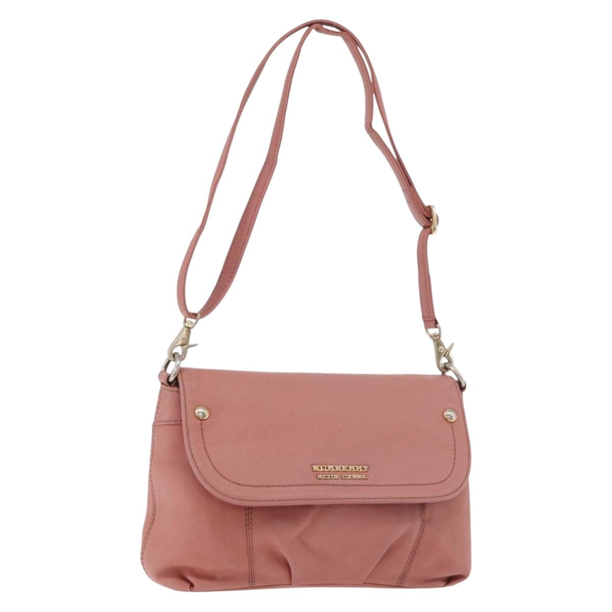 Burberry BURBERRY Blue Label Shoulder Bag Leather Pink Gold Auth 175055A