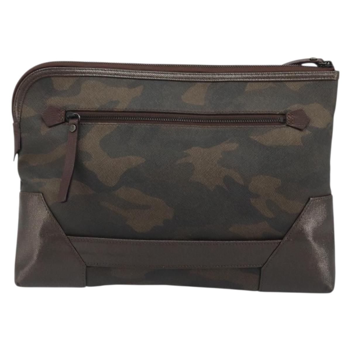Vivienne Westwood Camouflage Clutch Bag PVC Canvas Brown Auth