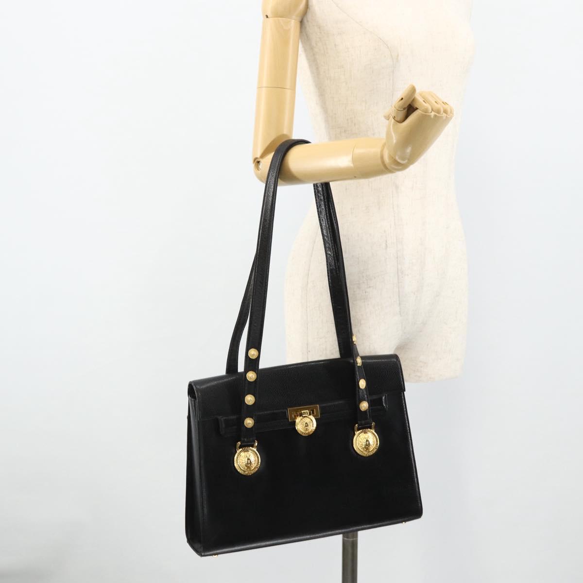 Gianni Versace Tote Bag Leather Black Gold Auth 179254A – MixTHINKS