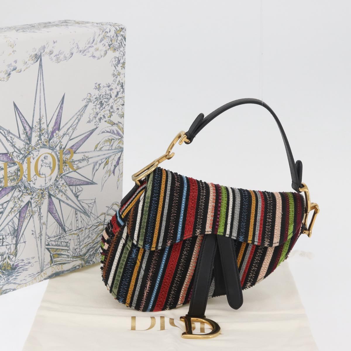 Christian Dior Saddle bag Hand Bag Beads Multicolor Gold Auth